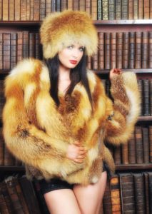 Miss Ashley Brown 23, who has appeared on Britain & Irelands nest top model and is to be on America's Next Top Model soon...Foxy Lady wearing Canadian fox gur jacket & hat.